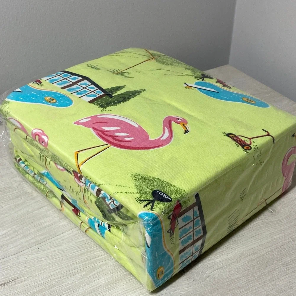 NEW Nick & Nora Poolside Flamingos Twin Jersey Sheet Set 100% Cotton Retired